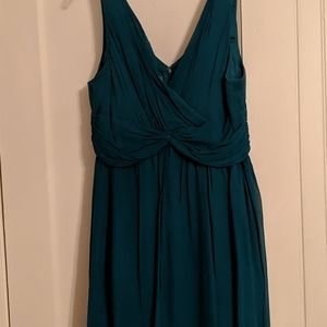 Dark jade silk dress